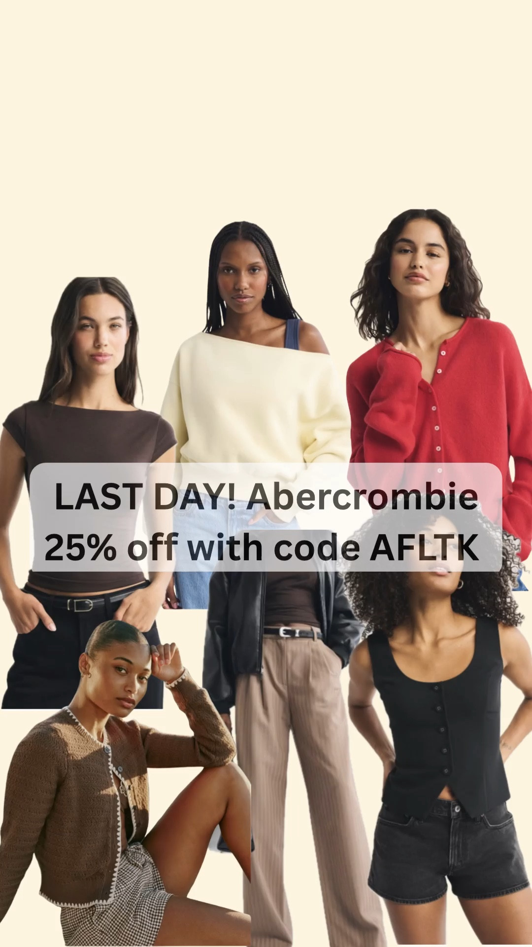 Abercrombie LTK spring sale 25% with code AFLTK 

LTK spring sale, abercrombie sale

#LTKootd #LTKSpringSale #LTKSaleAlert