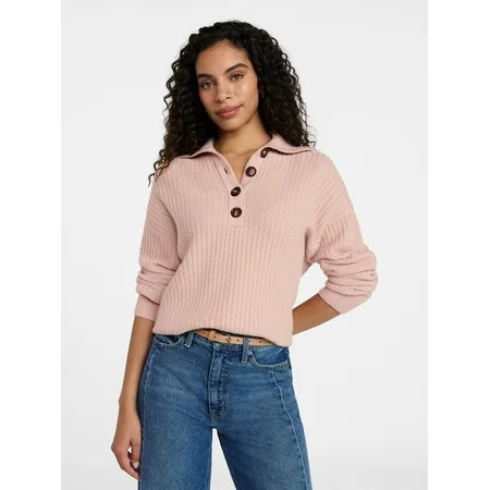 Time and Tru Women's Pullover Henley Sweater, Sizes XS-XXXL | Walmart (US)