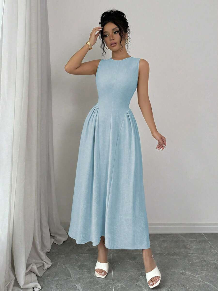 SHEIN Raffinéa Women's Casual Commuter Side Split Zip Up Mid-Length Dress Maxi Women Outfit | SHEIN