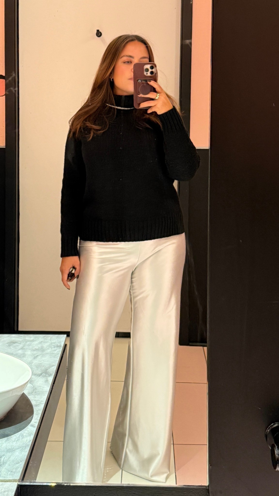 Me 🤝 satin pants. My turtleneck is souldout but found alternative to my wool cashmere turtleneck 

#LTKMidsize #LTKmomlife #LTKFindsUnder100