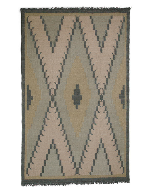 Luxury Leather And Wool Blend Embroidered Rug | TJ Maxx
