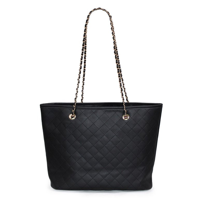 Premium Vegan Leather Classic Quilted Tote Shoulder Bag | Walmart (US)