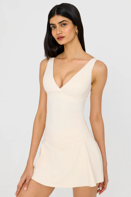 DAYFLEX BUILT-IN SUPPORT V NECK FULL LENGTH VEST - BUTTERMILK | TALA (UK)