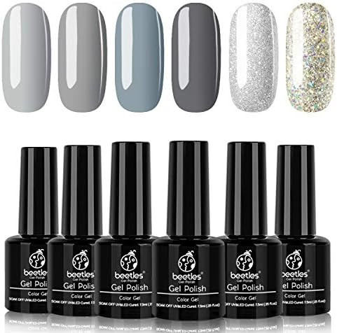 Beetles Elephantastic Elegant Gel Nail Polish Set - Soak Off Nail Gel Polish Nude Gray Glitter Se... | Amazon (US)