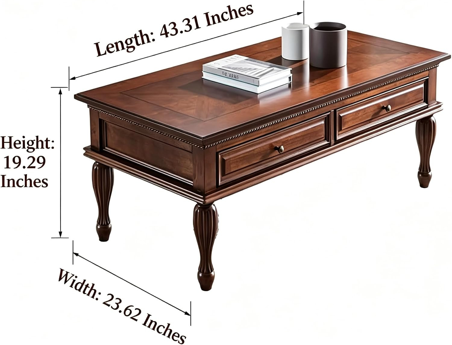 43.3'' Mid Century Modern Coffee Table with Storage, Vintage Center Table | Amazon (US)