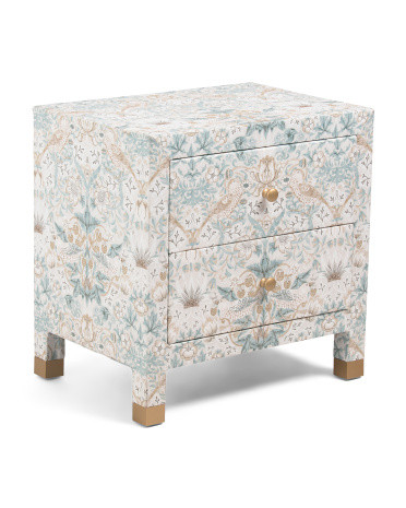 24x24 Strawberry Thief Printed Nightstand | Metal | Marshalls