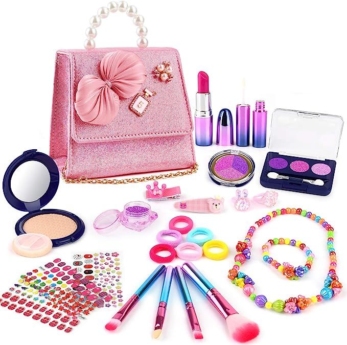balnore 27 PCS Pretend Makeup Toy Set for Girls Safe & No-Toxic Makeup Kit for Kids Fake Make Up ... | Amazon (US)