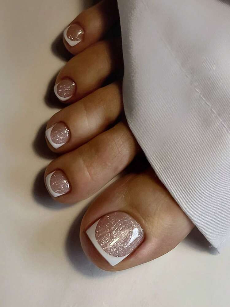 24pcs Press-On Toe Nail Strips, Instantly Upgrade Your Manicure. Classic White French Fake Nails,... | SHEIN