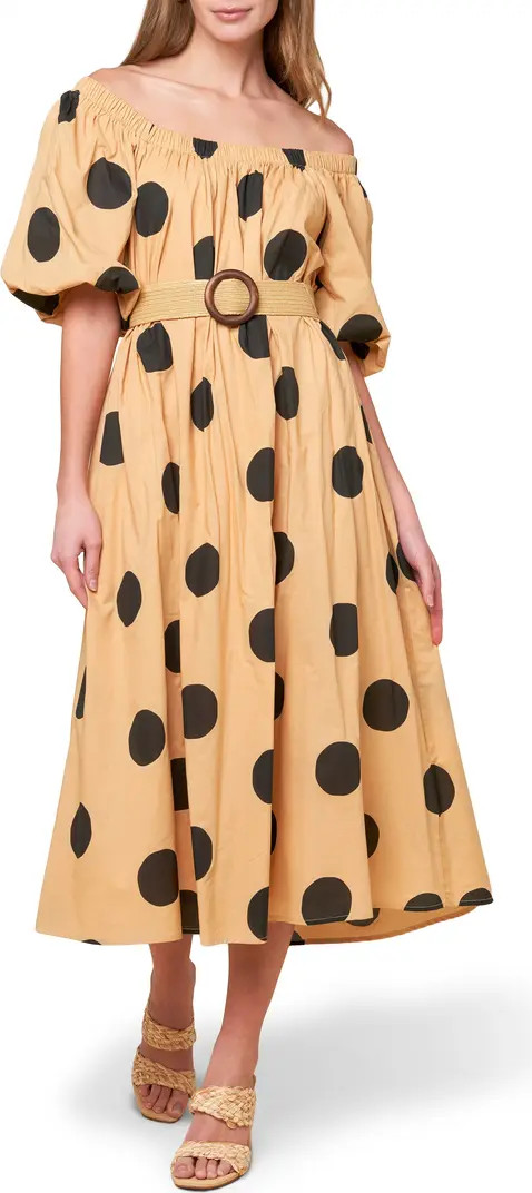 Polka Dot Print Off-the-Shoulder Midi Dress | Nordstrom Rack