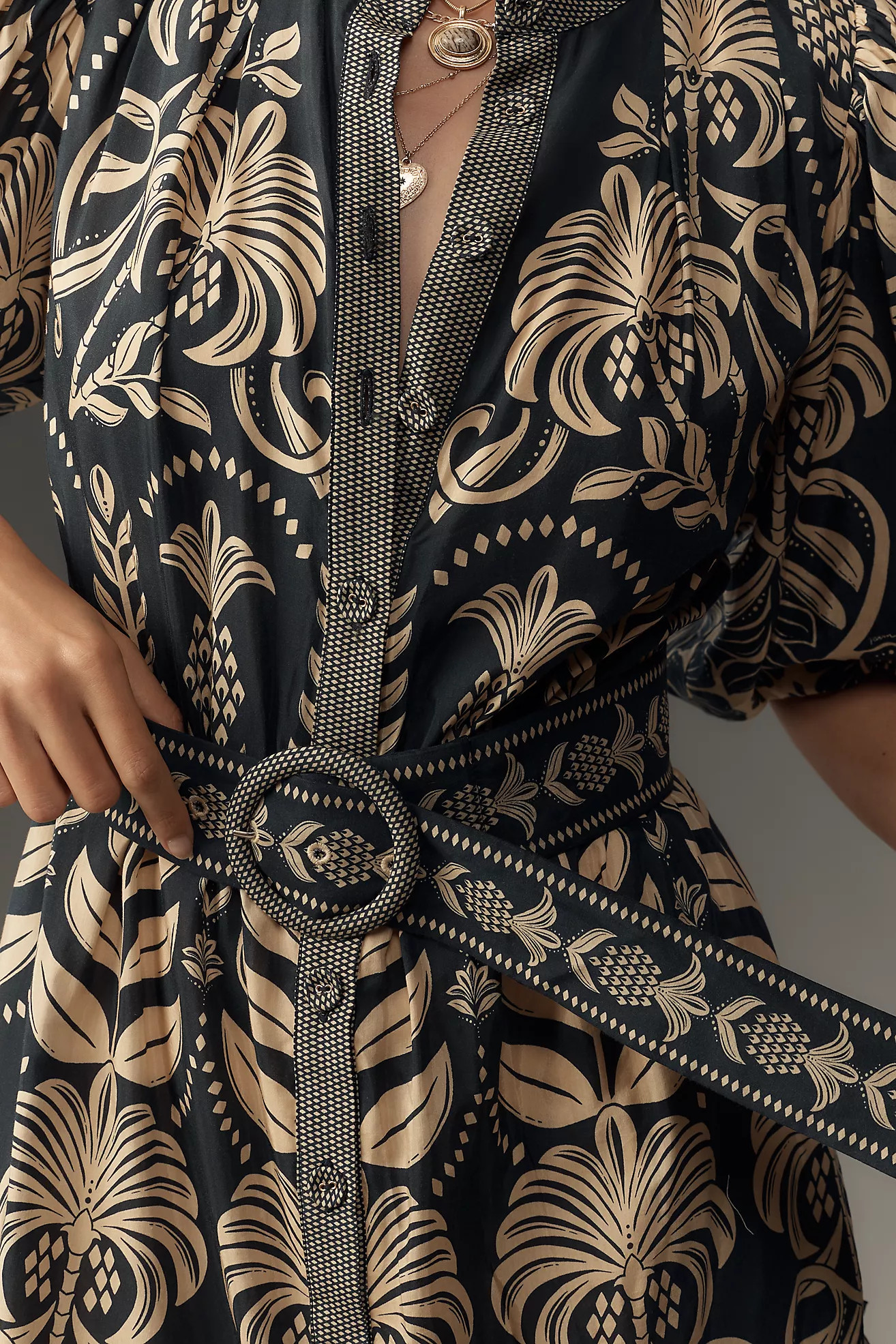 Farm Rio Ainika Tropical Splendor Puff-Sleeve Mini Dress | Anthropologie (US)