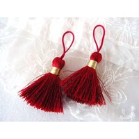 Red Gold Thread Mala Tassel, Thick Tassel Charm, Pendant, Silk Imitation, 35-40mm - 2 Pieces | Etsy (US)