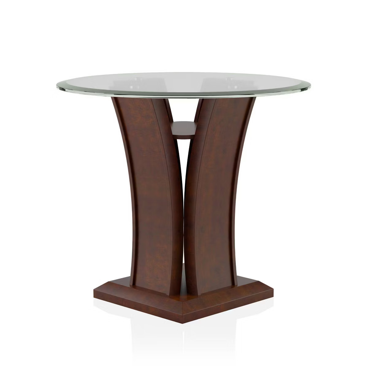 Gabriella Round Glass Top End Table Brown Cherry - HOMES: Inside + Out | Target