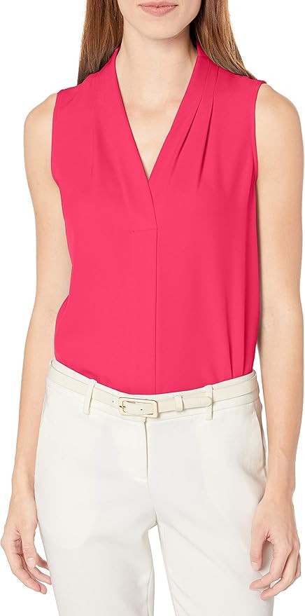 Calvin Klein Women's Sleeveless Blouse with Inverted Pleat (Standard and Plus) | Amazon (US)