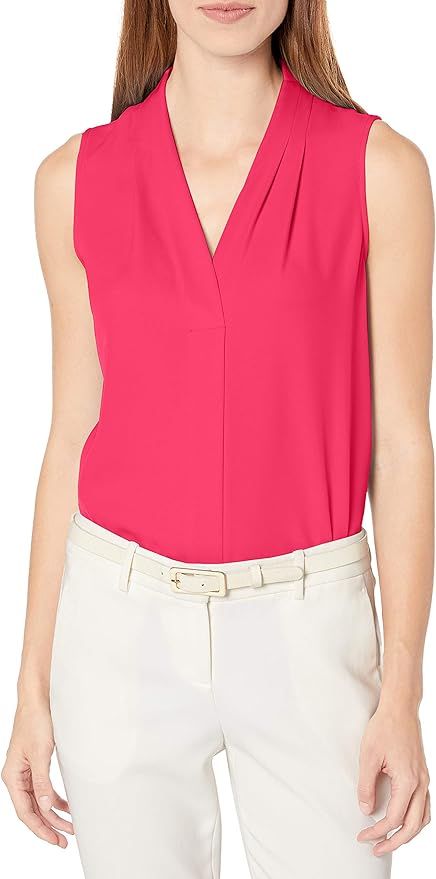 Calvin Klein Women's Sleeveless Blouse with Inverted Pleat (Standard and Plus) | Amazon (US)