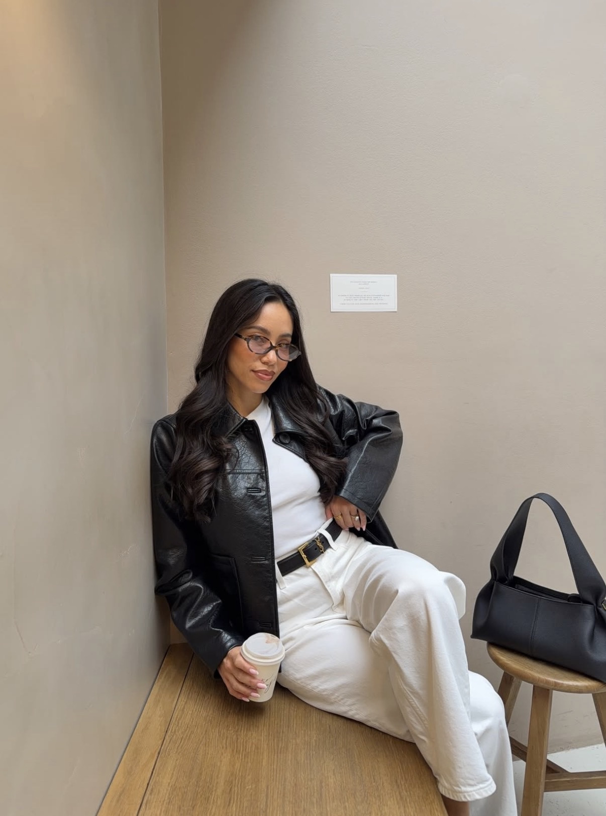 All white look with barrel jeans and  black leather jacket. Bag is Polene

#LTKstyletip #LTKspring #LTKjeans