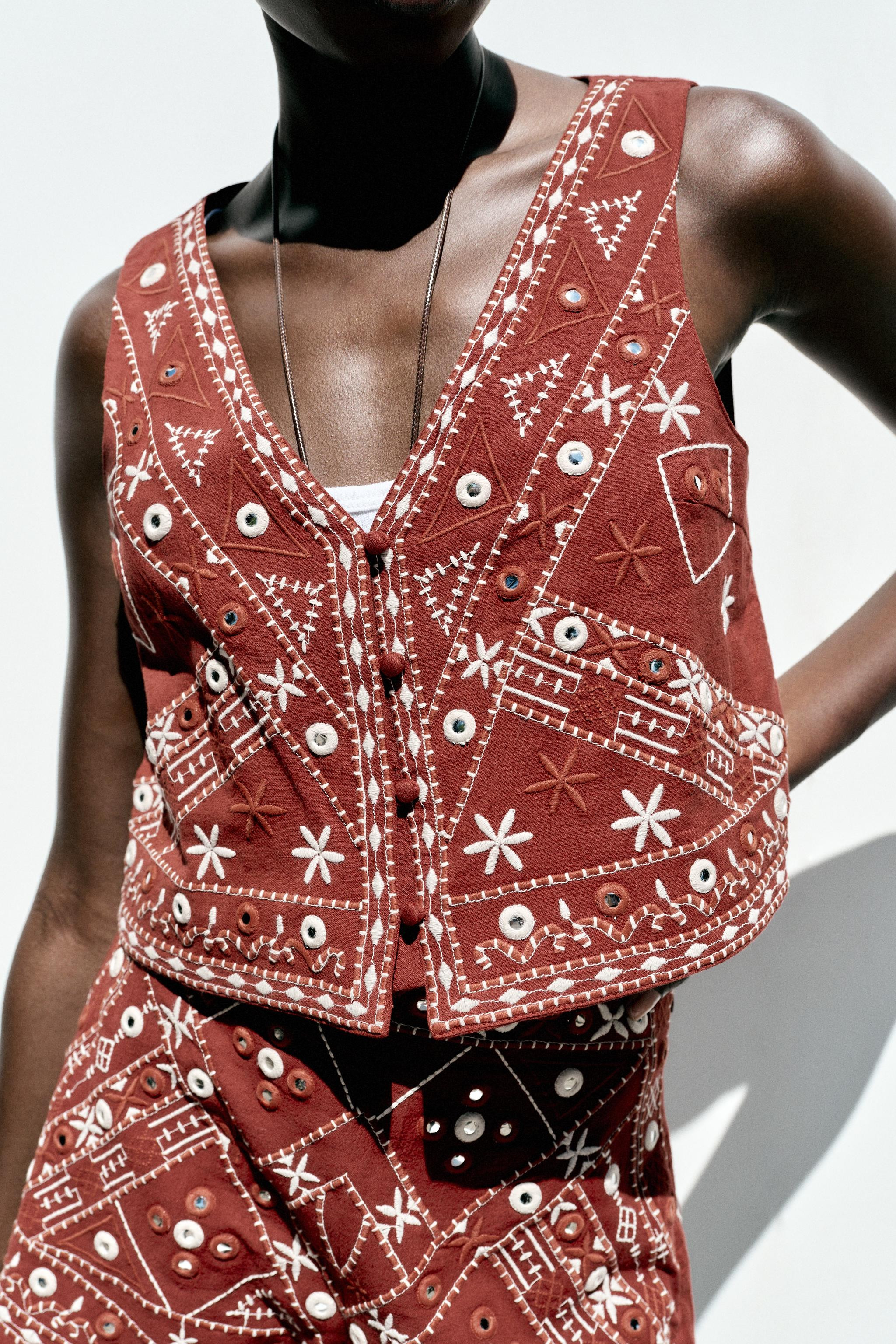 EMBROIDERED MIRROR VEST | Zara US