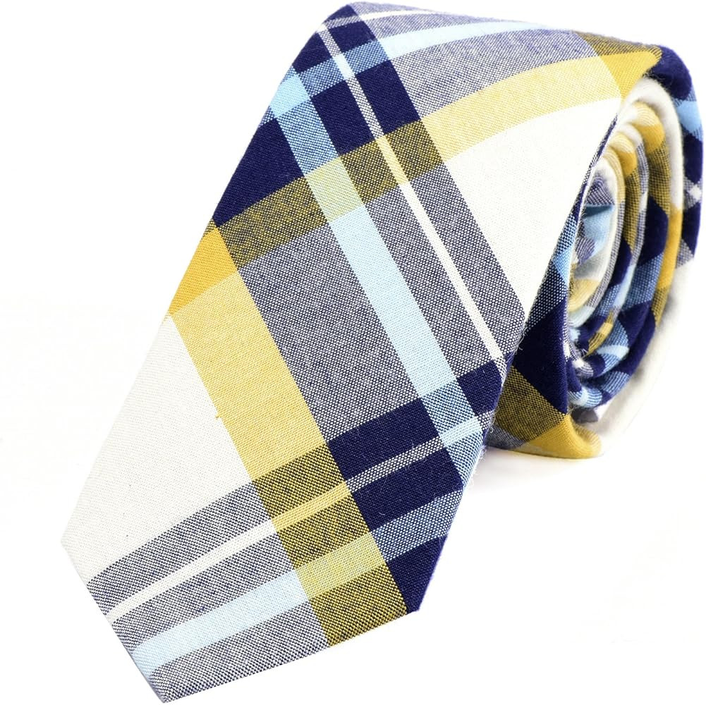 DonDon Men's Narrow Cotton Necktie Tie 2.36 inch 6 cm checkered plaid | Amazon (UK)