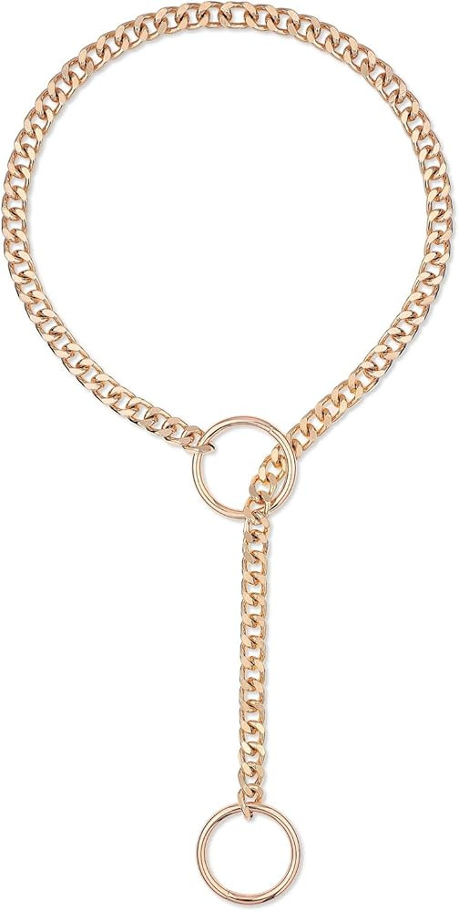 Gold O-ring Slip Chain Necklace, Handmade Punk Cuban Link Chain Necklace For Unisex Adults | Amazon (US)