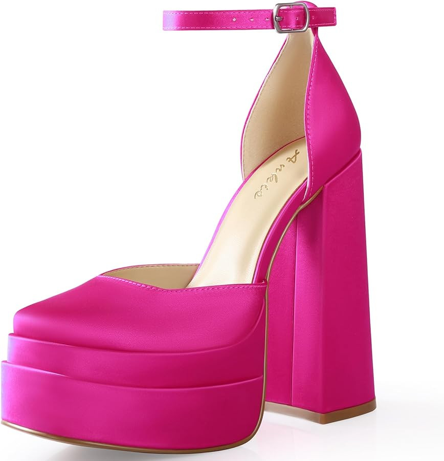 Ankis Womens Chunky Platform Heels Closed Toe Heels for Women 5.7in Square Toe Platform Pumps Ank... | Amazon (US)