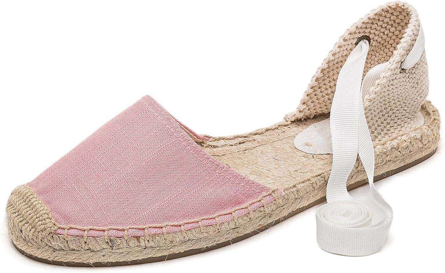 A COUPLE OF LINES Women Espadrille Lace Up Flats Comfortable Summer Breathable Espadrille Sandals... | Amazon (US)