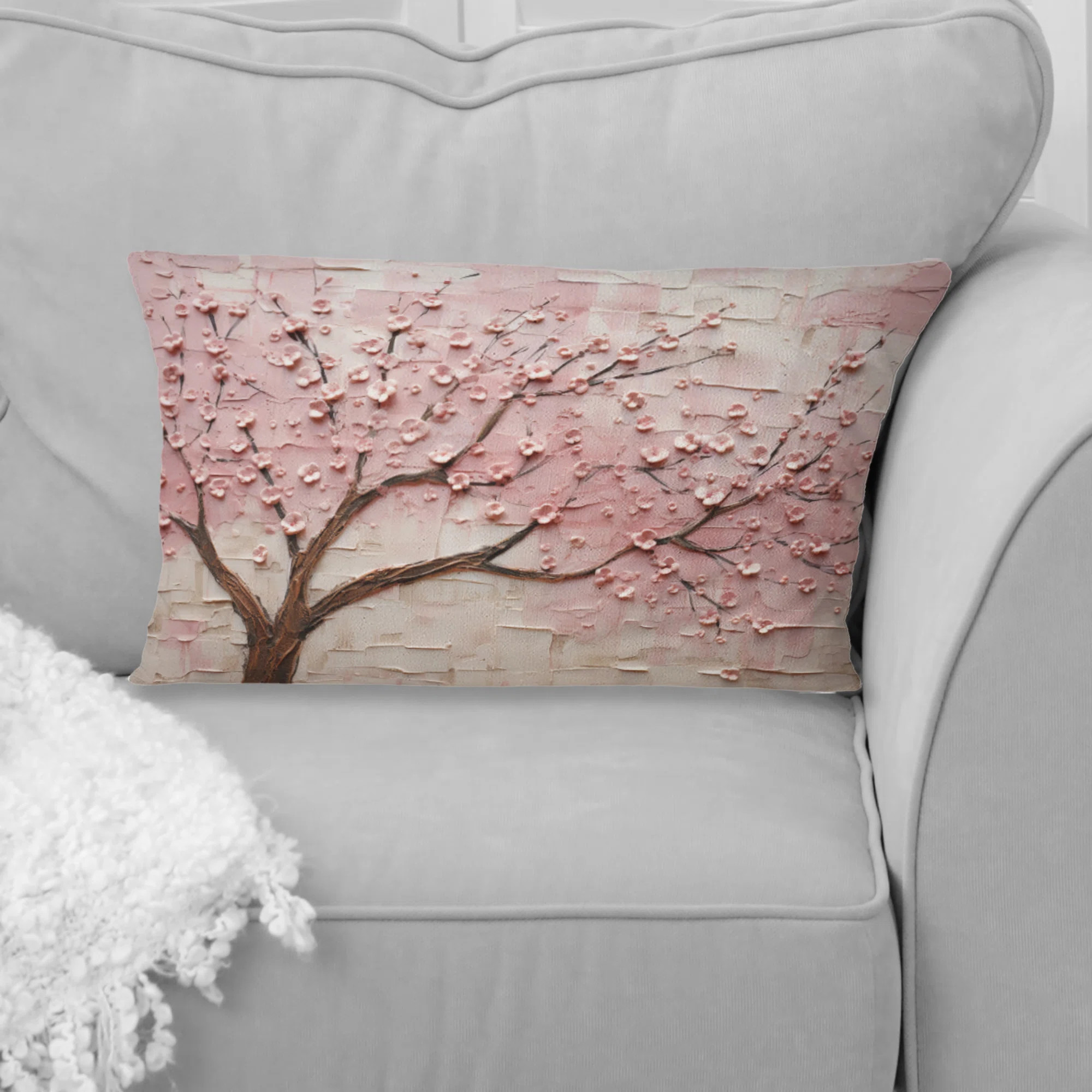Cherry Blossom Whisper Pink And White - Flowers Printed Throw Pillow | Wayfair North America