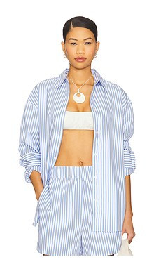Sold Out NYC The Everything Shirt in French Blue Stripe from Revolve.com | Revolve Clothing (Global)