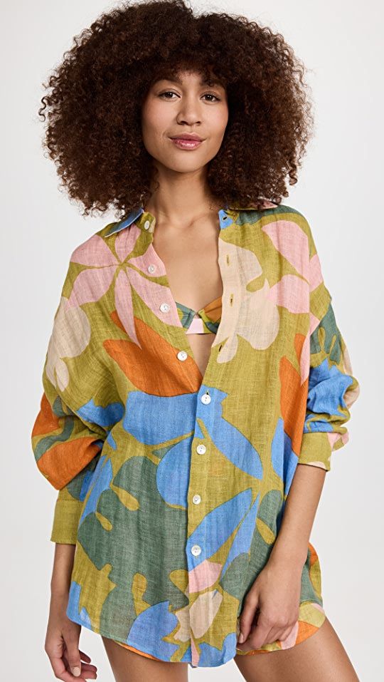 Vitamin A Playa Linen Oversized Shirt Dress | SHOPBOP | Shopbop