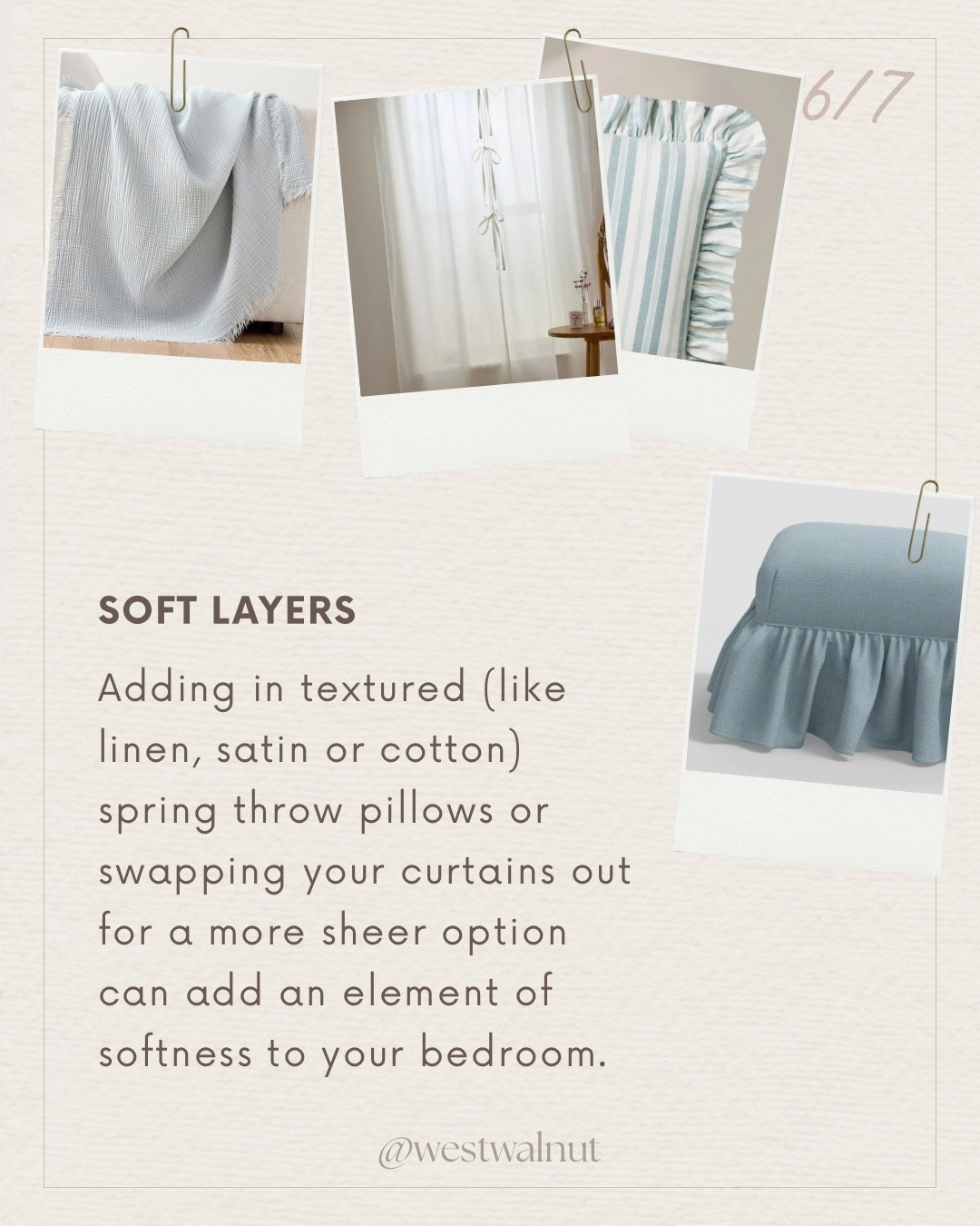 It’s finally time to start transitioning our bedrooms into a more light, airy, spring feel! Here are 7 simple additions for a fresh spring bedroom!

1. swap for soft, lightweight bedding
2. brighten up the space by adding mirrors
3. bring in fresh florals
4. swap for spring scented candles and diffusers
5. incorporate subtle spring colors into your palette
6. add in soft layers and swap for sheer curtains
7. sprinkle in little spring details 

Check out my other 6 spring bedroom additions on LTK. 

#springdecor #bedroomdecor #bedroomstyling #springhomedecor #bedroominspo #modernbedroom #springrefresh 

#LTKHome