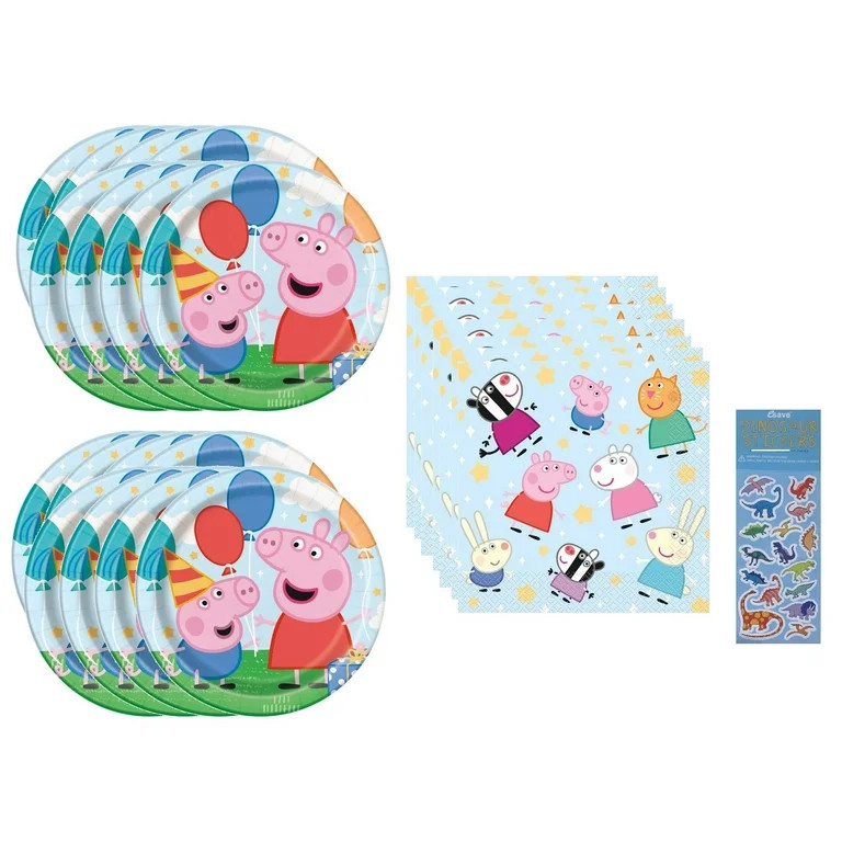Peppa Pig Birthday Party Supplies Bundle includes 16 Plates 9", 16 Napkins, 1 Table Cover 54" x 8... | Walmart (US)