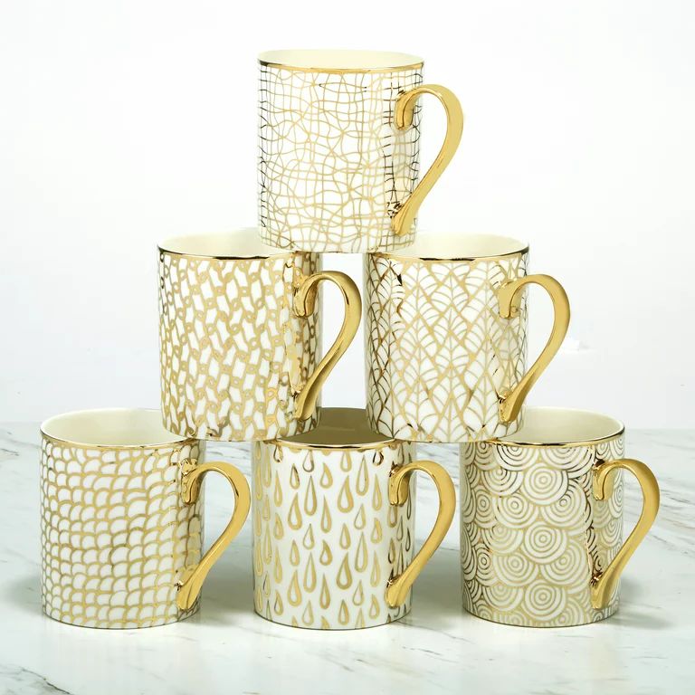 Mosaic Set of 6 Gold Plated Mugs | Walmart (US)