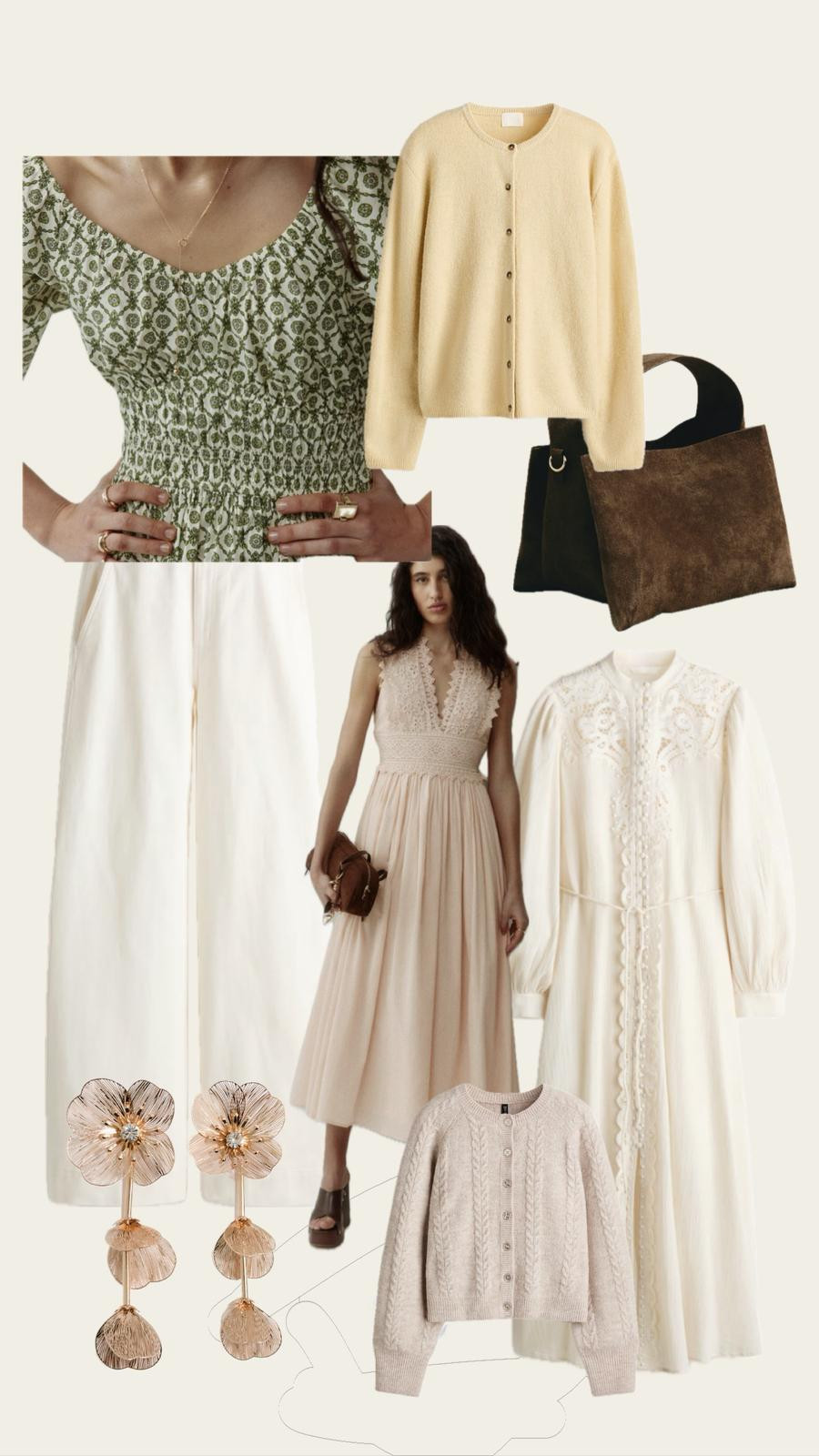 New in on the highstreet from H&M. Spring wardrobe essentials, spring style, midi dress and lightweight knitwear. Suede bag style. 

 #LTKspring #LTKmodest #LTKstyletip