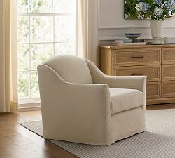 Belen Slipcovered Swivel Chair | Pottery Barn (US)