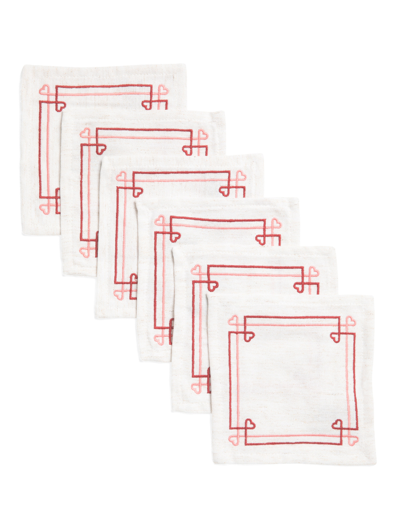 6pk Heart Embroidery Cocktail Napkins | TJ Maxx