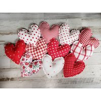 Valentine Fabric Hearts, Valentine's Day Bowl Fillers, Valentines Day Decor - Farmhouse Valentine, Tiered Tray Filler, Plush Heart | Etsy (US)