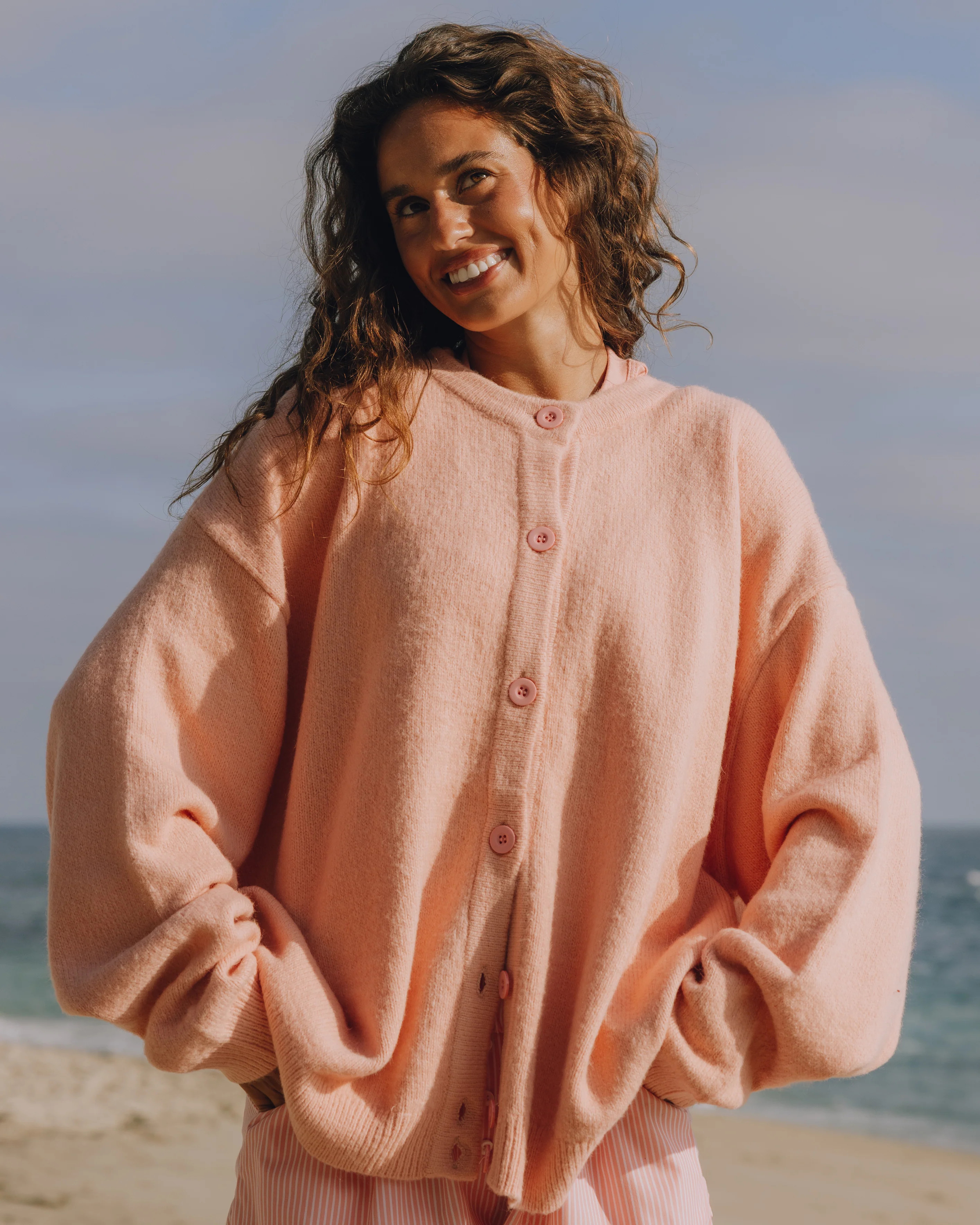 Oversized Button Up Sweater - Dusty Rose | Daily Drills LLC