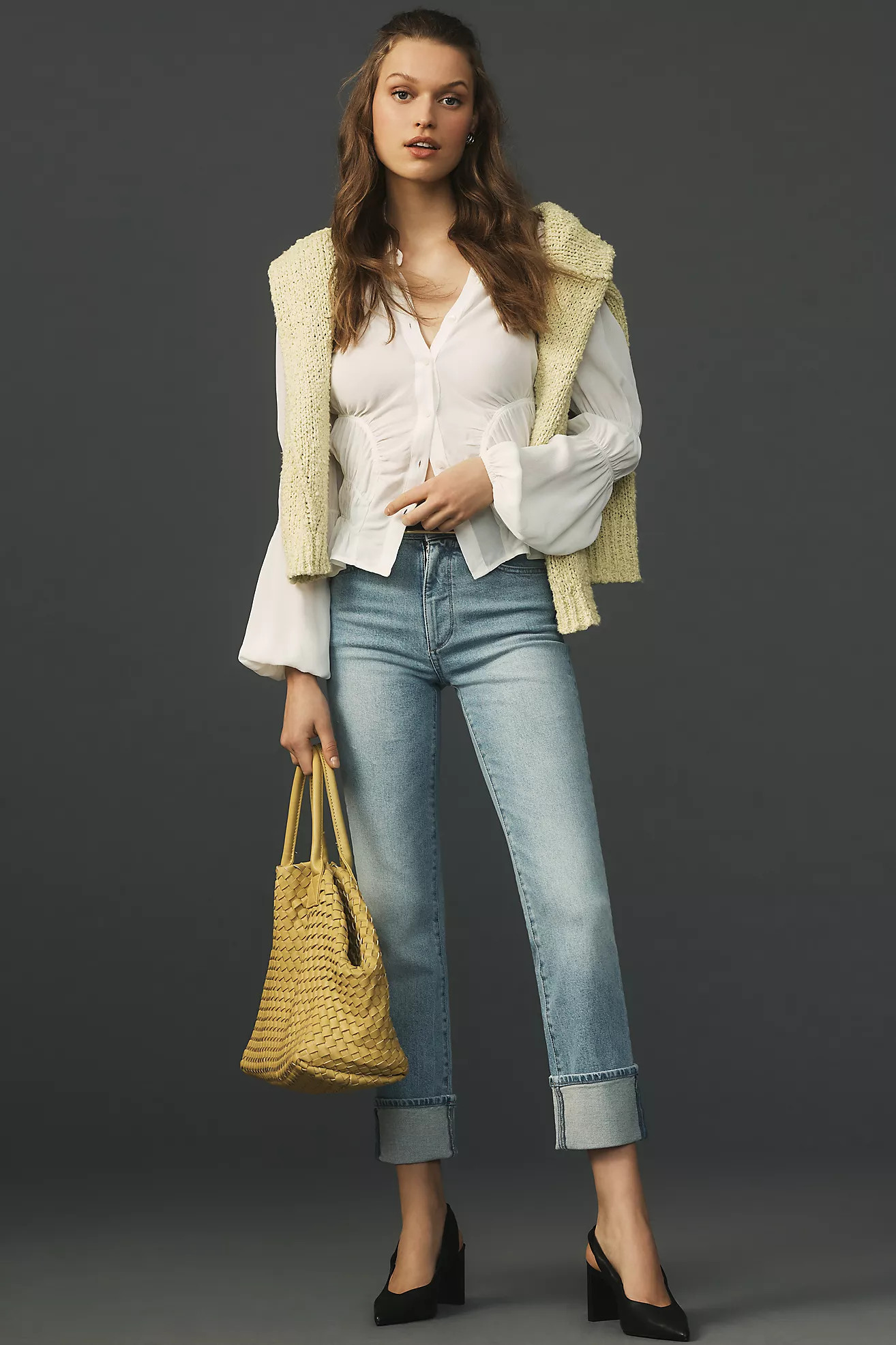 DL1961 Patti High-Rise Cuffed Straight-Leg Jeans | Anthropologie (US)