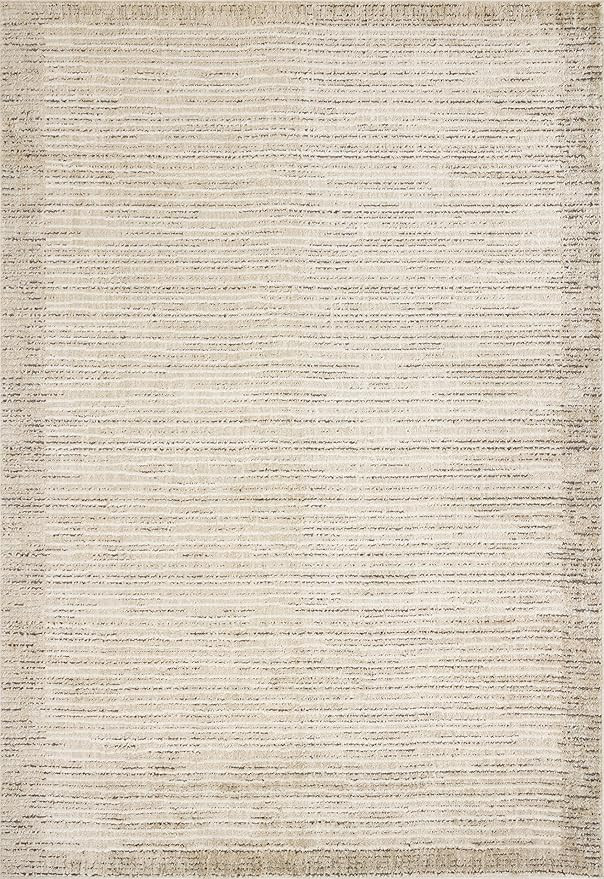 Loloi Jeremiah Brent Bleecker Collection BLE-02 Sand/Charcoal 6'-7" x 9'-3" Area Rug | Sand/Charc... | Amazon (US)