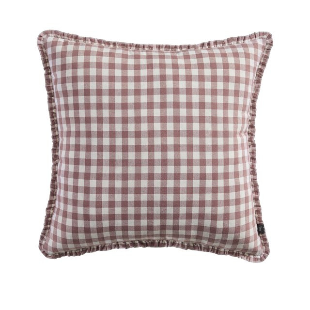 My Texas House 20" x 20" Gingham Plaid Dusty Mauve Reversible Decorative Pillow | Walmart (US)