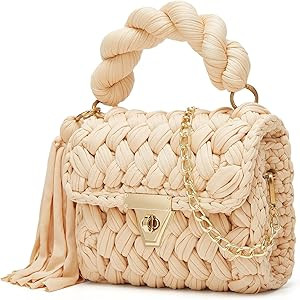 Chunky Yarn Knit Tote Bags for Women Vintage Crossbody Bag Top-handle Purse Handwoven Handbag Sof... | Amazon (US)