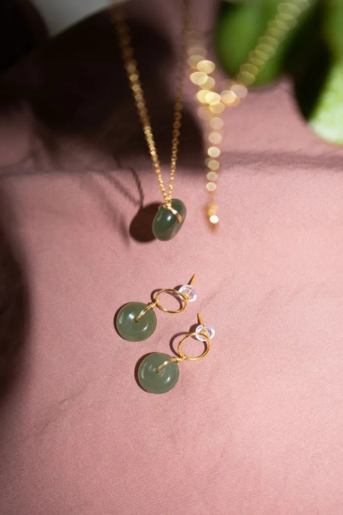 Coin Green jade hollow necklace | Nordstrom