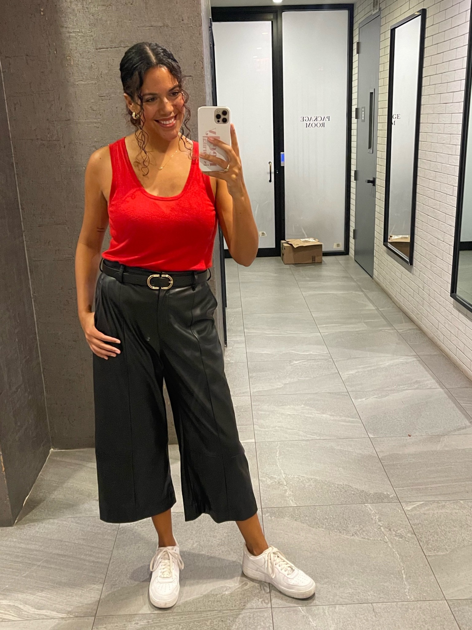 Loving cropped faux leather trousers with a chunky sneaker! A sweater vest keeps it cool in early fall. 

Wearing size 10 trousers, medium tank, size 11 sneakers, medium belt

#LTKstyletip #LTKSeasonal