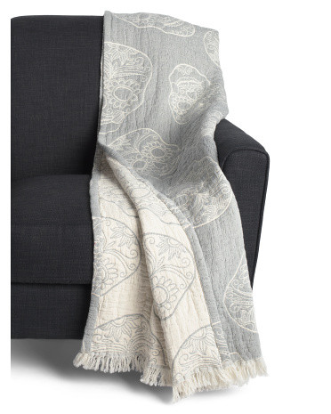 Made In Portugal Textured Mallow All Over Skulls Throw | TJ Maxx