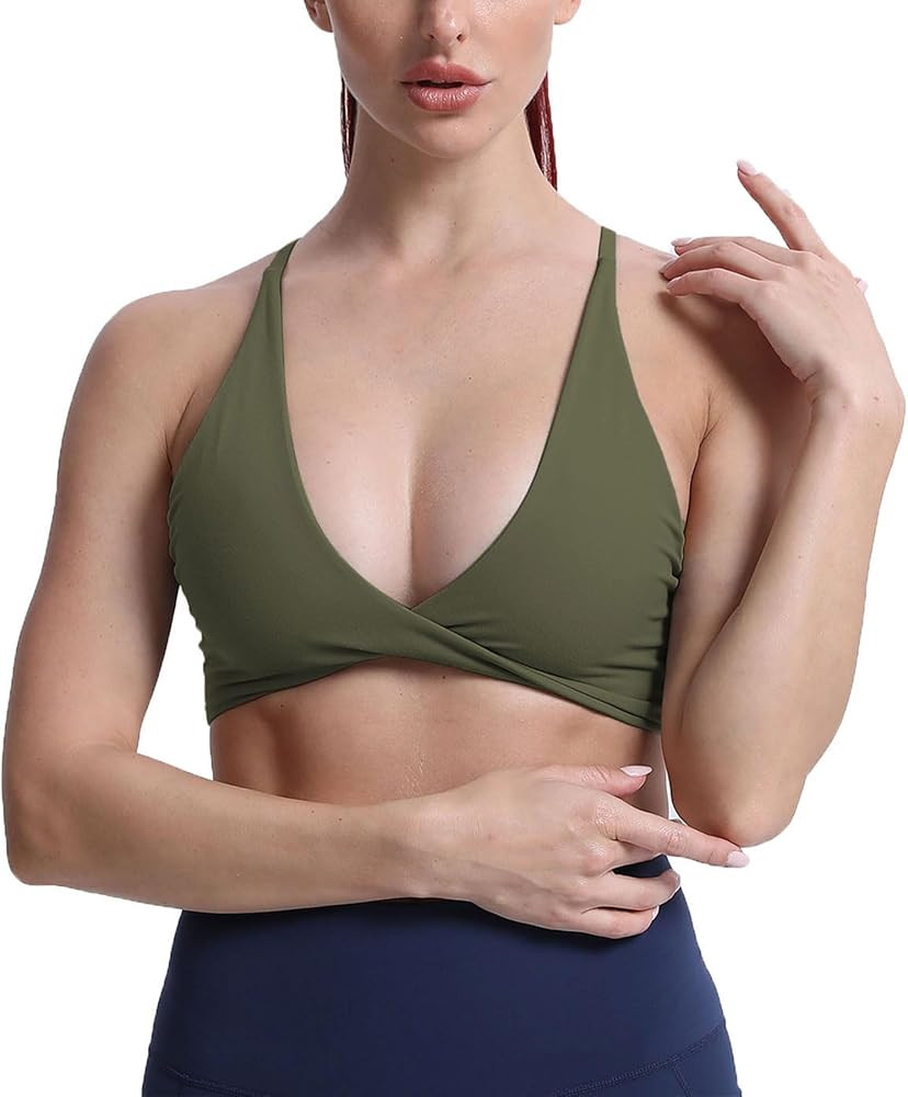 Aoxjox Women's Workout Sports Bras Fitness Backless Padded Sienna Low Impact Bra Yoga Crop Tank T... | Amazon (US)