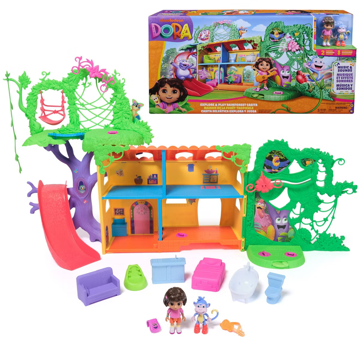 Dora Explore & Play Rainforest Casita Playset, Dora & Boots Figures, Furniture, Sound Fx | Target