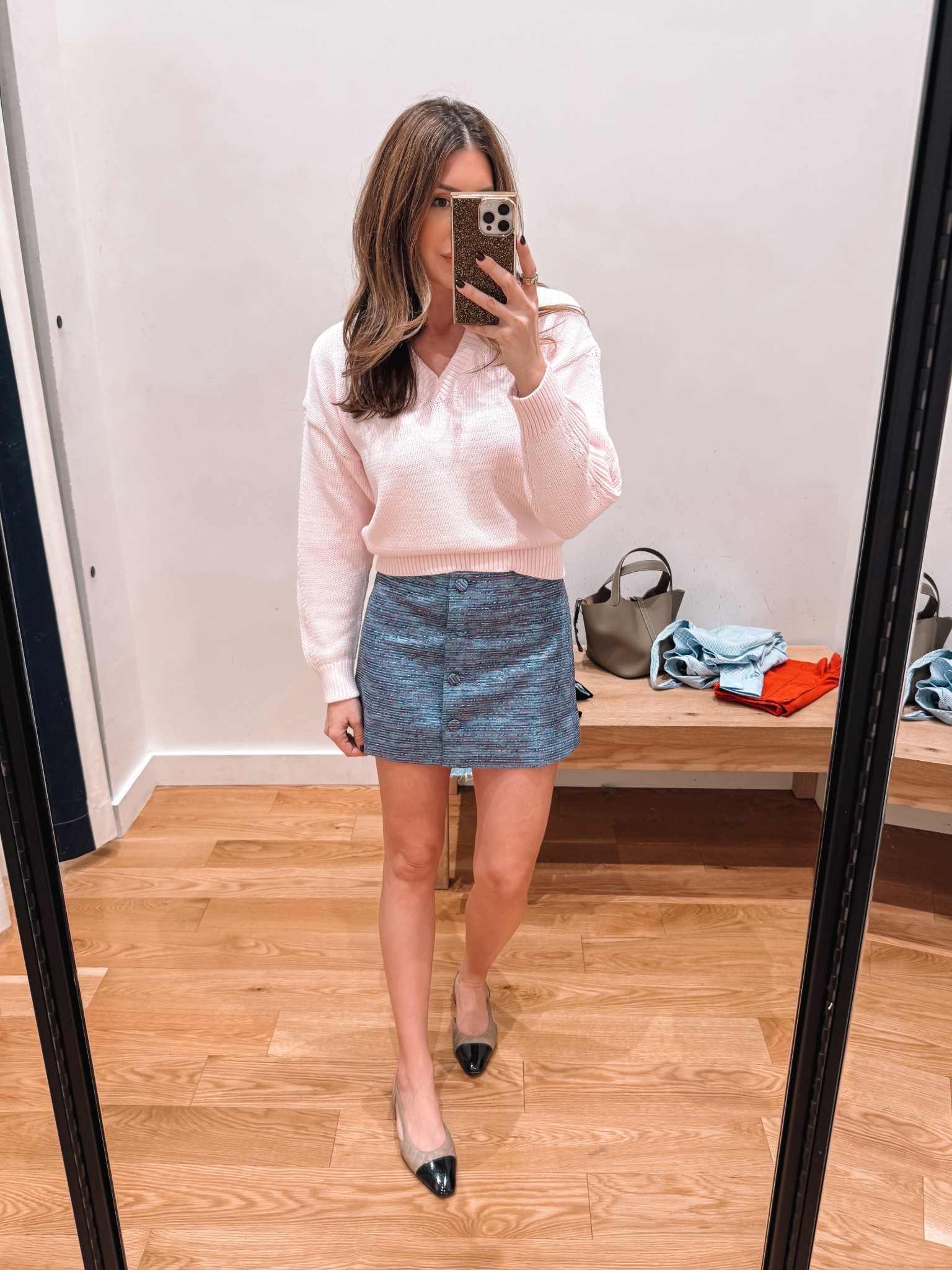 Small in sweater, size 2 in skirt 

@jcrew ￼