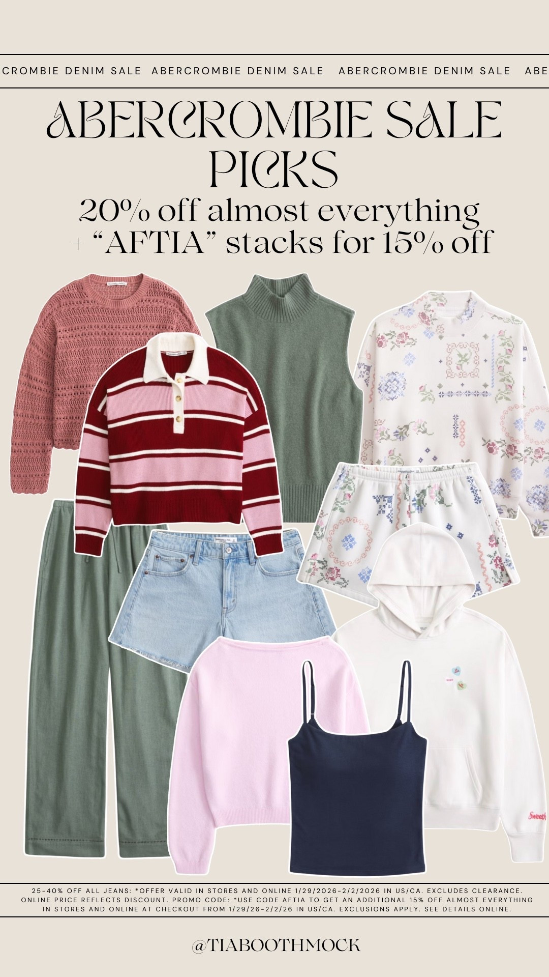 New @Abercrombie arrivals I’m loving for spring 🌸 Almost everything is 20% off and my code AFTIA stacks for an extra 15% off! #AbercrombiePartner 

**Offer valid in stores and online 1/29/2026-2/2/2026 in US/CA. Exclusions apply as indicated. Online price reflects discount.

#LTKSaleAlert