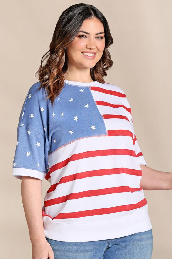 Plus Size Stars Stripe Sweatshirt | Cato Fashions