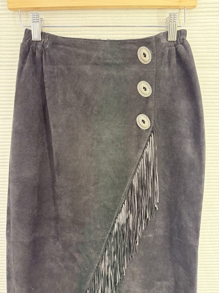 Scully Women’s Black Suede Fringe Long Skirt Size S | eBay US
