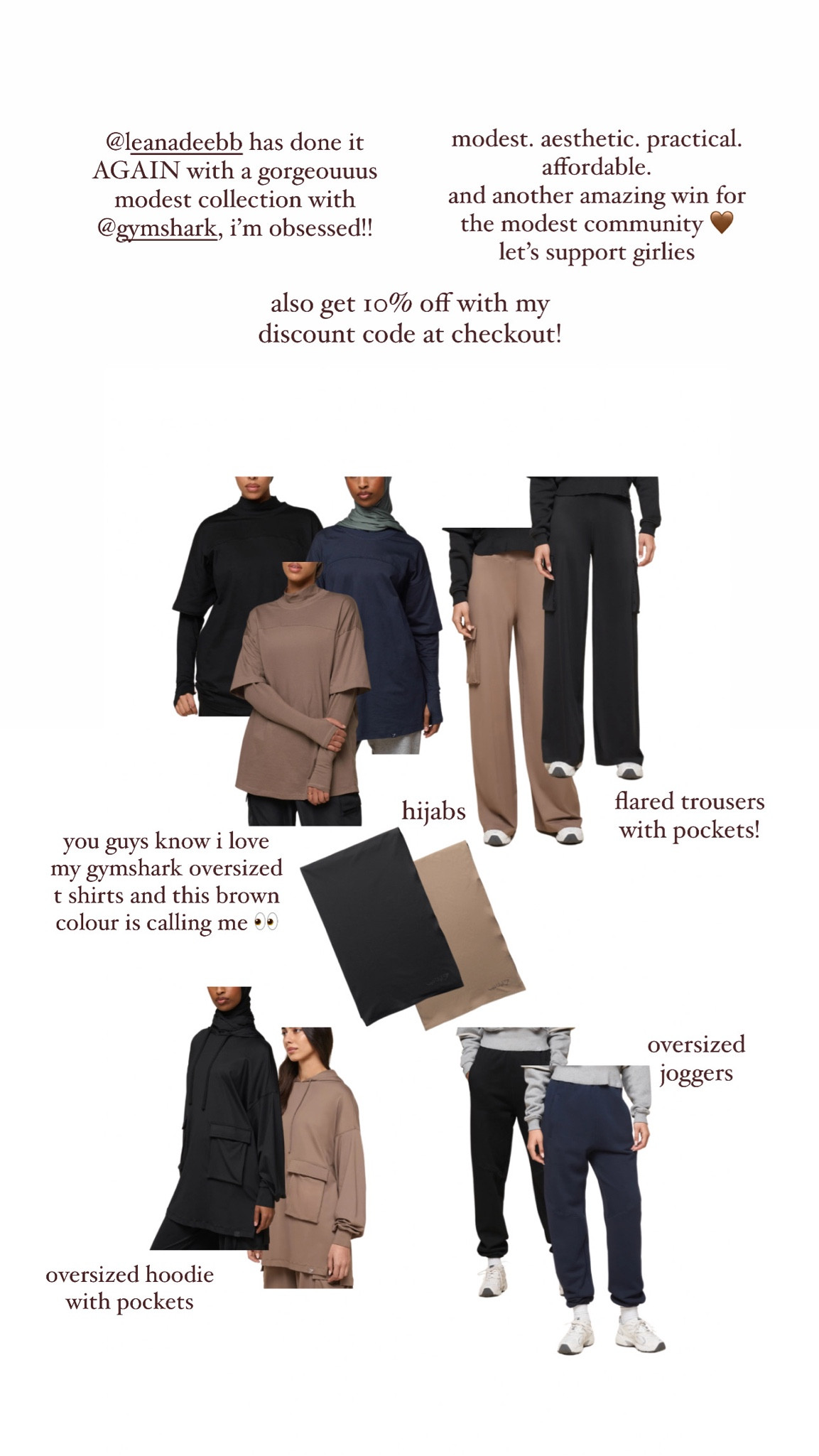 gymshark, modest, gymwear, activewear, gym hijabs, oversized t shirt, oversized hoodie, flared trousers, oversized joggers, modest gymwear, leana deeb, discount code 


#LTKActive #LTKstyletip #LTKfindsunder50