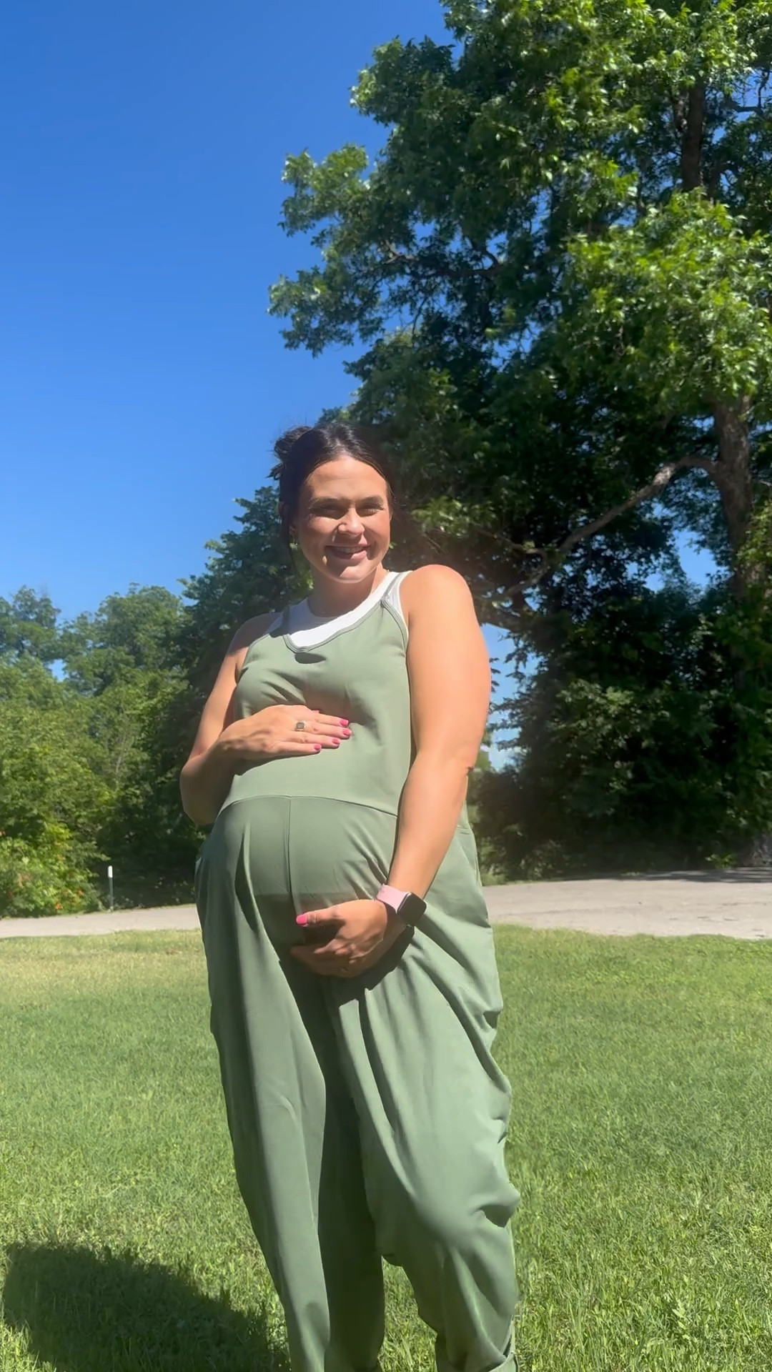 The best maternity jumpsuit and this green is absolute perfection 🌿

Wearing size M 

#LTKStyleTip #LTKBaby #LTKBump